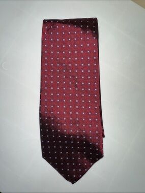 NWT Brooks Brothers Maroon Burgundy Tie with Small Blue Squares